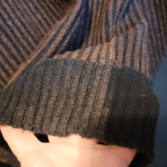 Vintage 1960s Walsted Pullover Sweater Brown Stripes Shawl Neck Sz 46 Fading - Picture 2 of 11